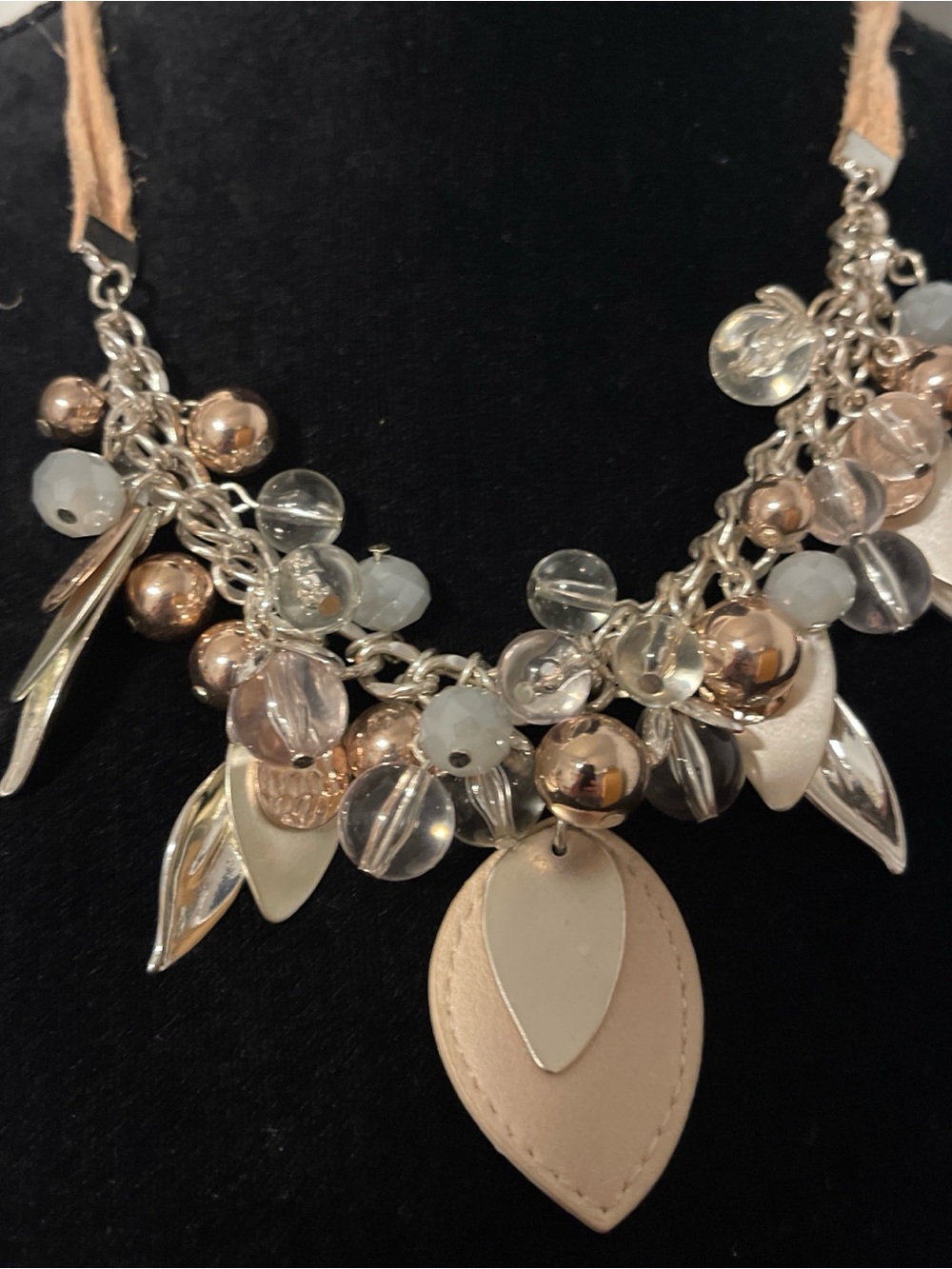 Statement Cluster Necklace in Blush, Silver & Clear
